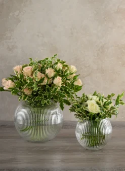 Pleated Glass Fishbowl Vase