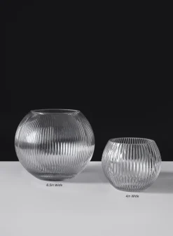 Pleated Glass Fishbowl Vase