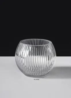 Pleated Glass Fishbowl Vase