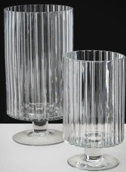 Pleated Glass Pedestal Hurricane
