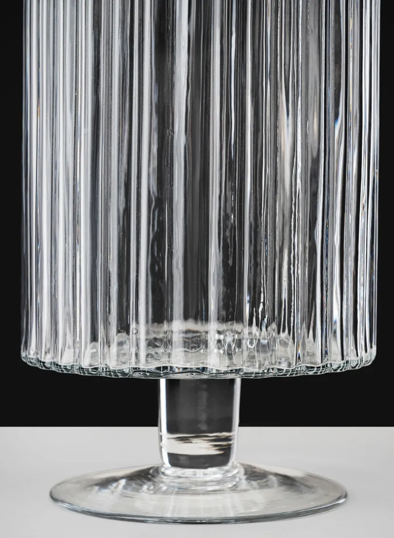 Pleated Glass Pedestal Hurricane