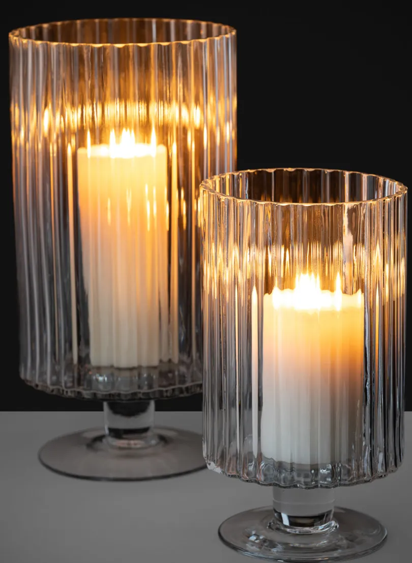 Pleated Glass Pedestal Hurricane