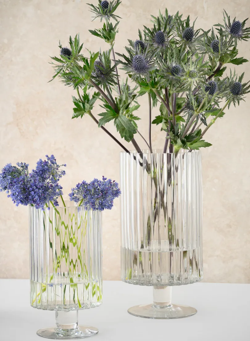 Pleated Glass Pedestal Hurricane