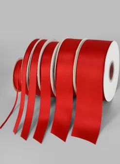 Red Double Faced Satin Ribbon 50 Yard Spool