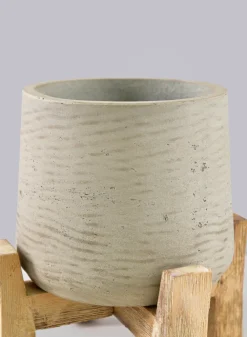 Rios White Washed Cement Pot with Wooden Legs