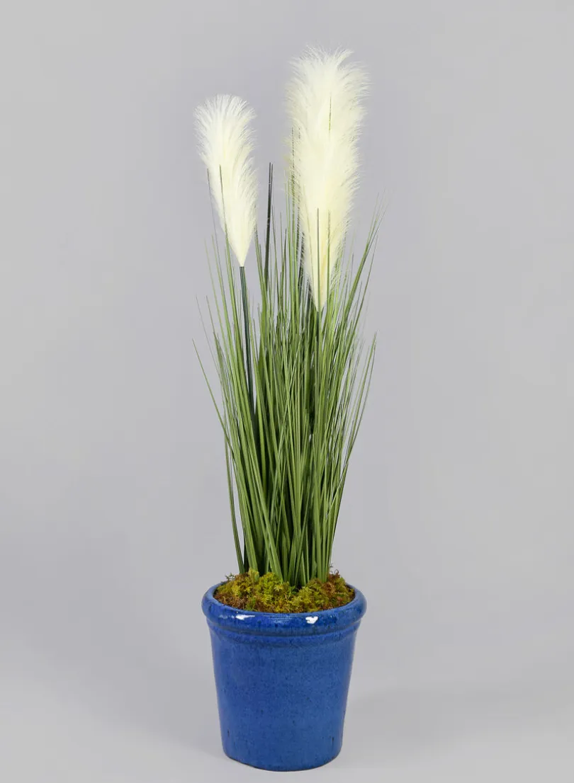 Rolled Rim Clay & Ceramic Planter, Santorini Blue