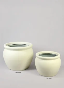 Rosetta White Real Look Light Weight PVC Bowl Planter