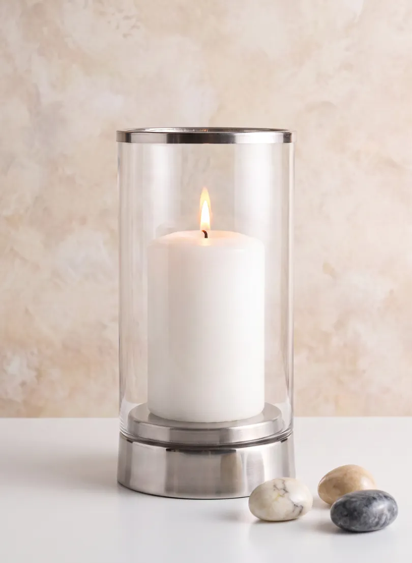 Silver & Glass Candle Hurricane