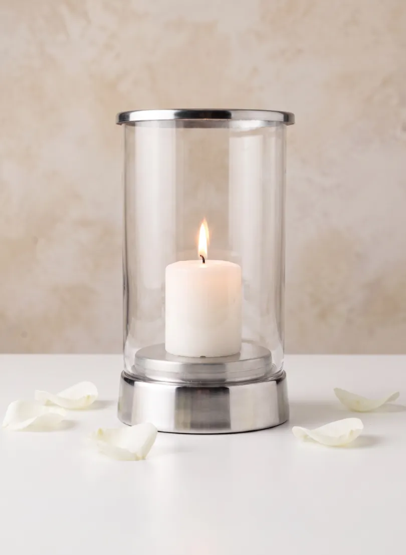 Silver & Glass Candle Hurricane