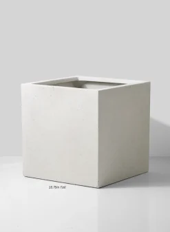 Square White Fiber Stone Pot