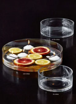 Transparent Low Glass Bowls, Set of 2