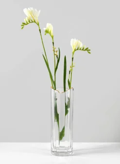 Waves Gold Rim Faceted Vase