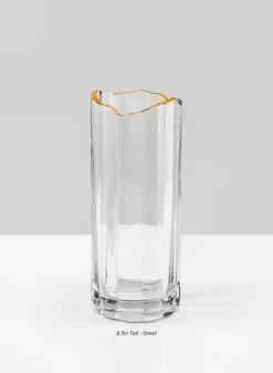 Waves Gold Rim Faceted Vase