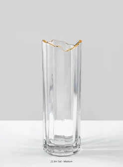 Waves Gold Rim Faceted Vase