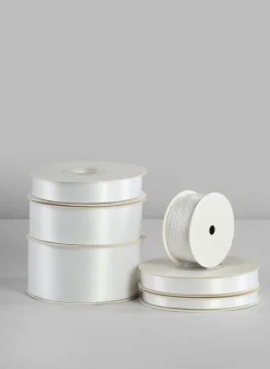 White Double Faced Satin Ribbon 50 Yard Spool