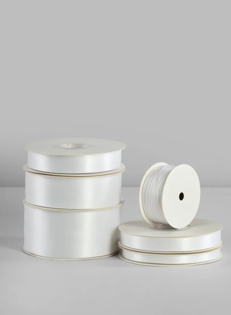 White Double Faced Satin Ribbon 50 Yard Spool