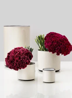 White Linen Ceramic Vases