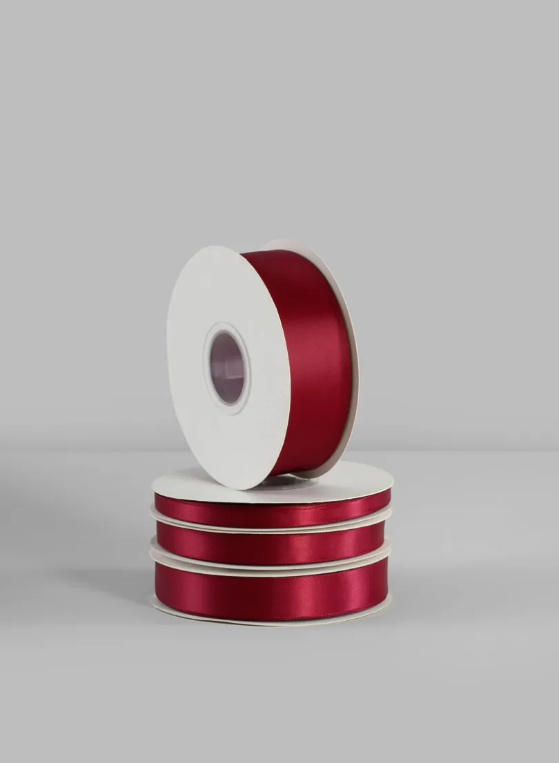 Wine Double Faced Satin Ribbon 50 Yard Spool