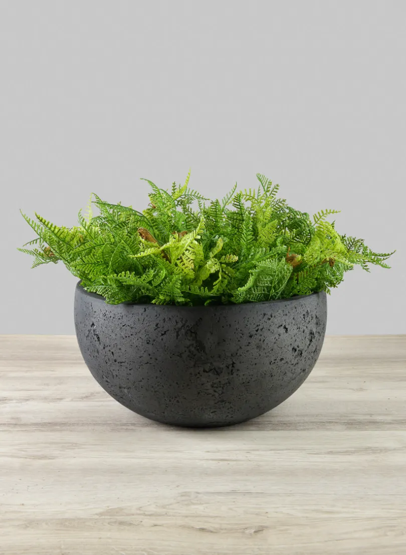 Yerevan Black Cement Stone Bowl Ceramic Planter