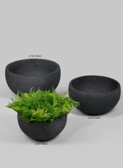Yerevan Black Cement Stone Bowl Ceramic Planter