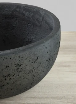 Yerevan Black Cement Stone Bowl Ceramic Planter