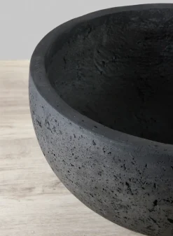Yerevan Black Cement Stone Bowl Ceramic Planter