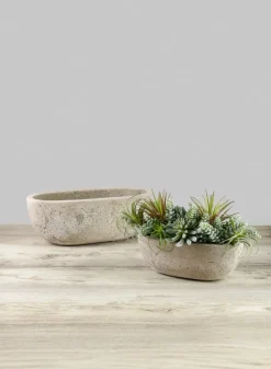 Yerevan Natural Cement Stone Oval Planters