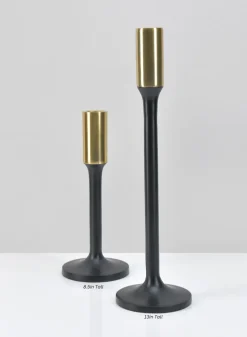 Zaragoza Black & Gold Metal Candlestick