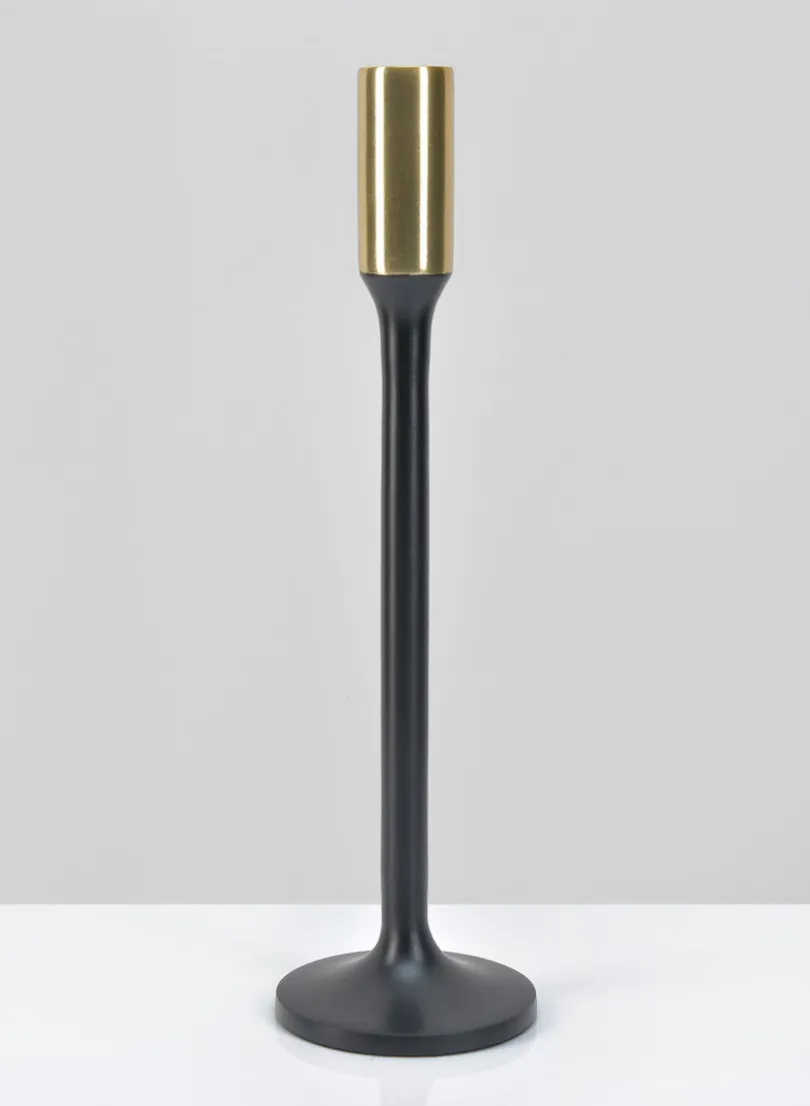 Zaragoza Black & Gold Metal Candlestick