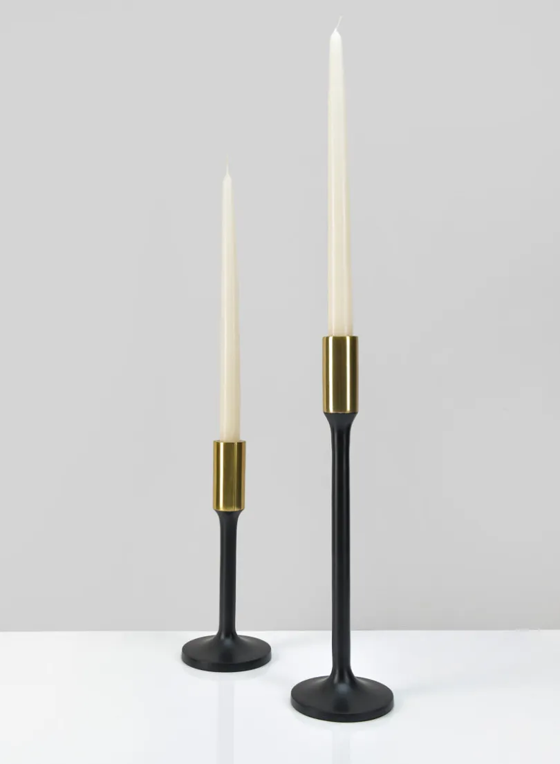 Zaragoza Black & Gold Metal Candlestick