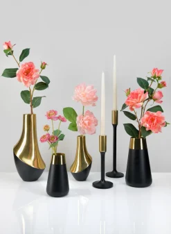 Zaragoza Stainless Steel Black & Gold Vase
