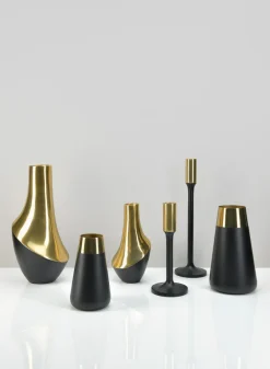 Zaragoza Stainless Steel Black & Gold Vase